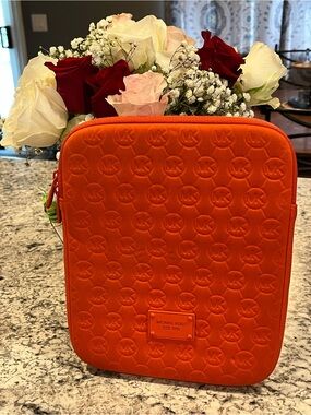 Michael Kors Bright Orange Embossed Zip iPad/Tablet Case
